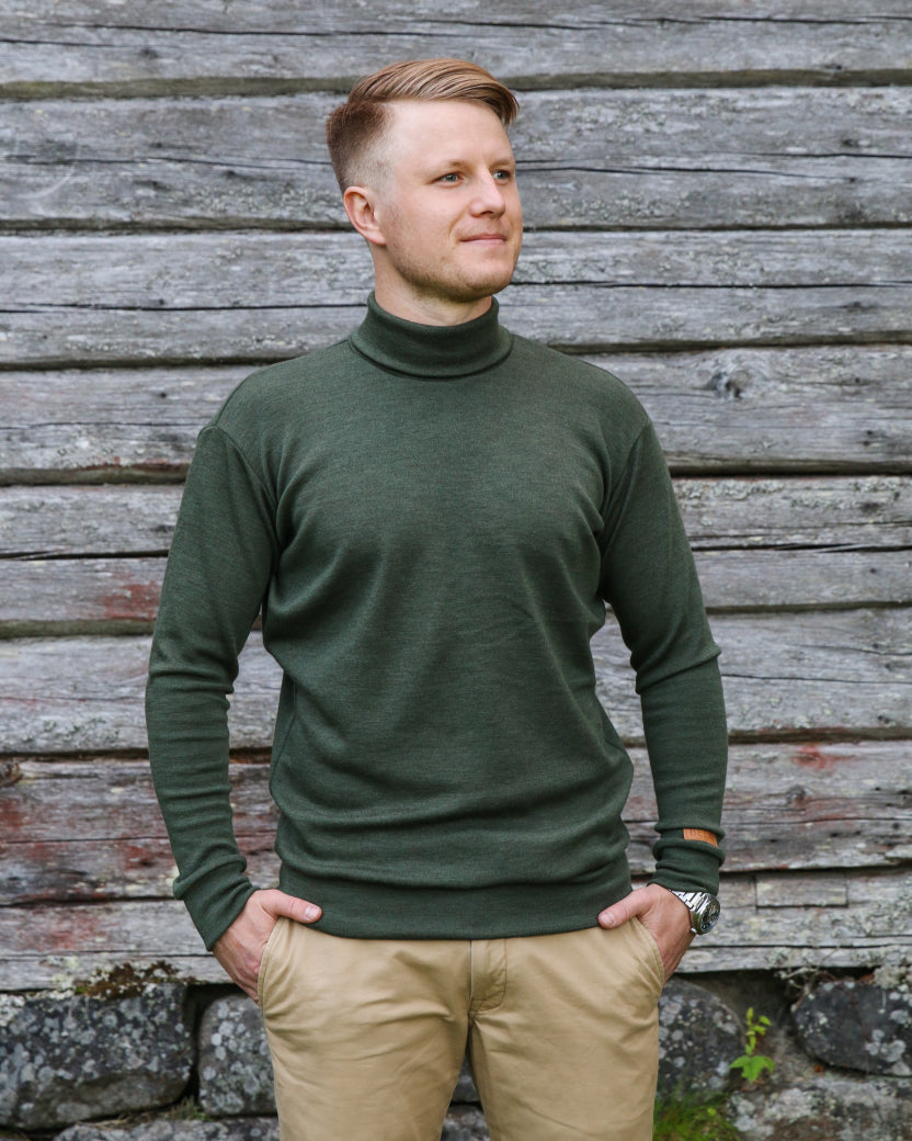 VARMA - MERINO POLO UNISEX, FOREST GREEN