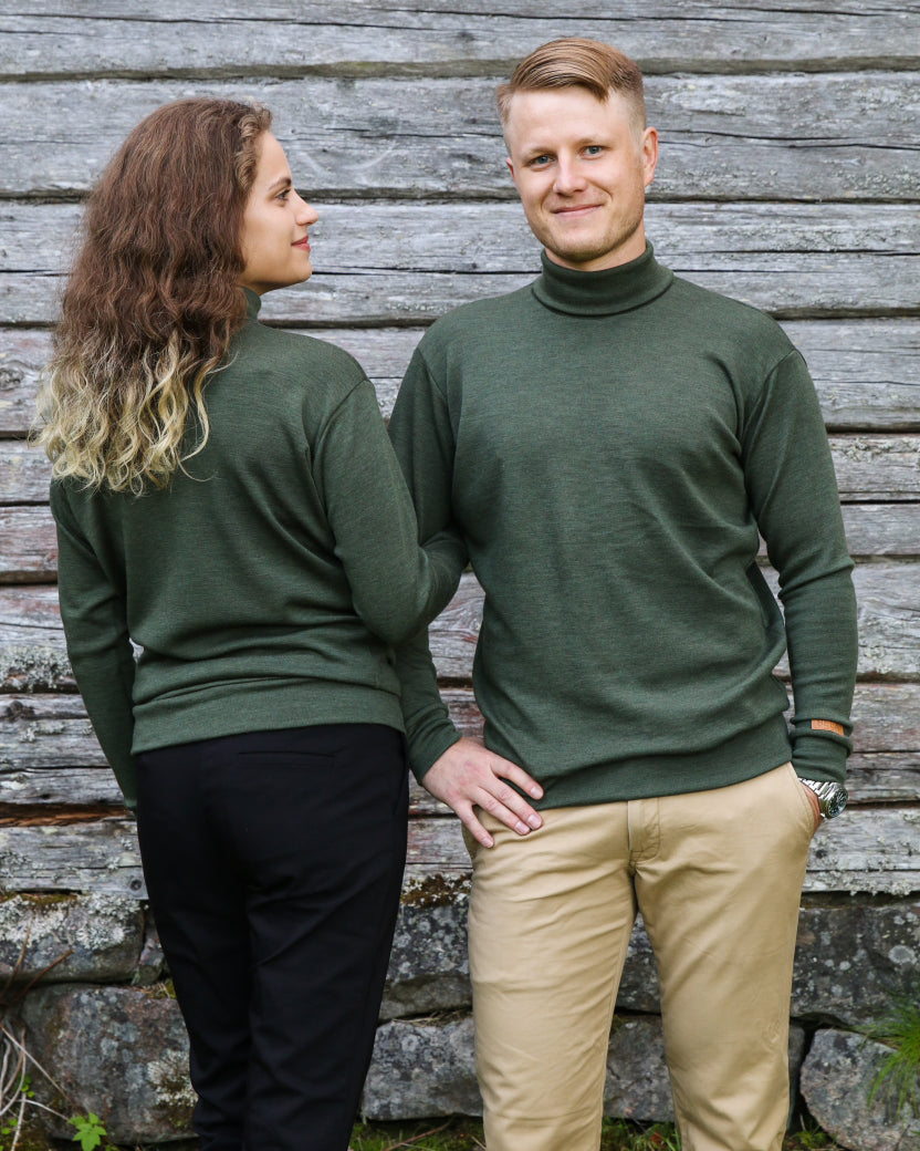 VARMA - MERINO POLO UNISEX, FOREST GREEN
