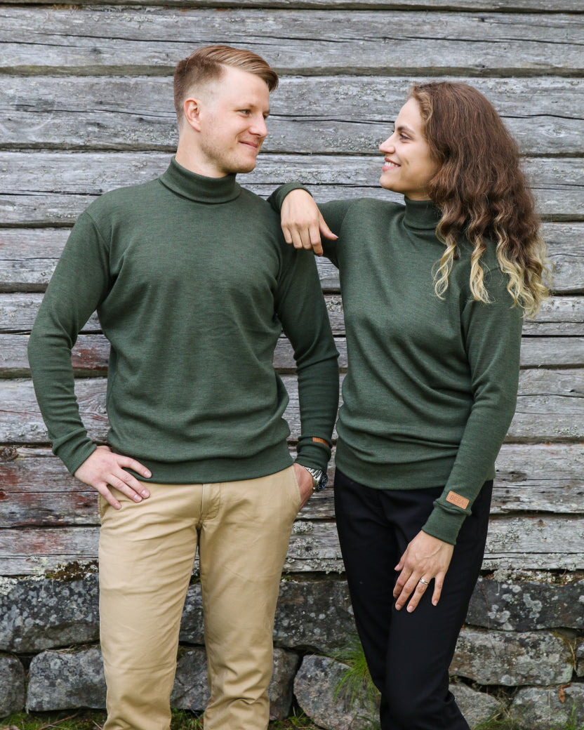 VARMA - MERINO POLO UNISEX, FOREST GREEN