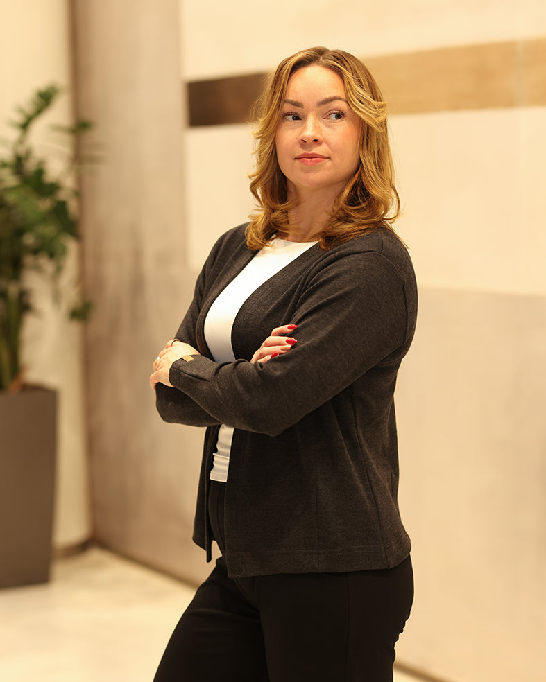 LEMPI - MERINO CARDIGAN, DARK GRAY