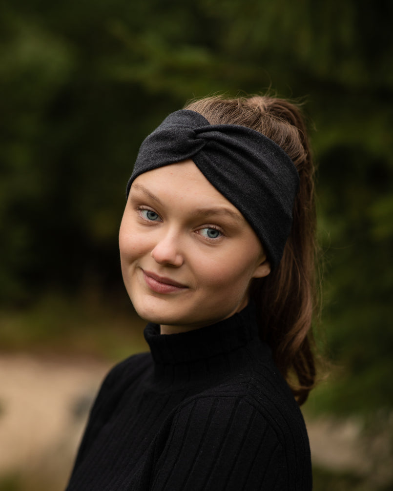 KNOTTED MERINO HEADBAND, GRAY