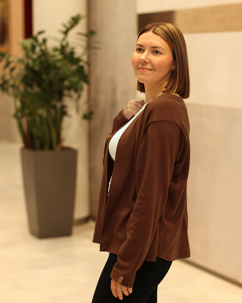 LEMPI - MERINO CARDIGAN, DARK GRAY