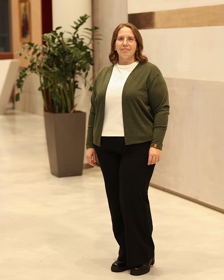 LEMPI - MERINO CARDIGAN, DARK GRAY