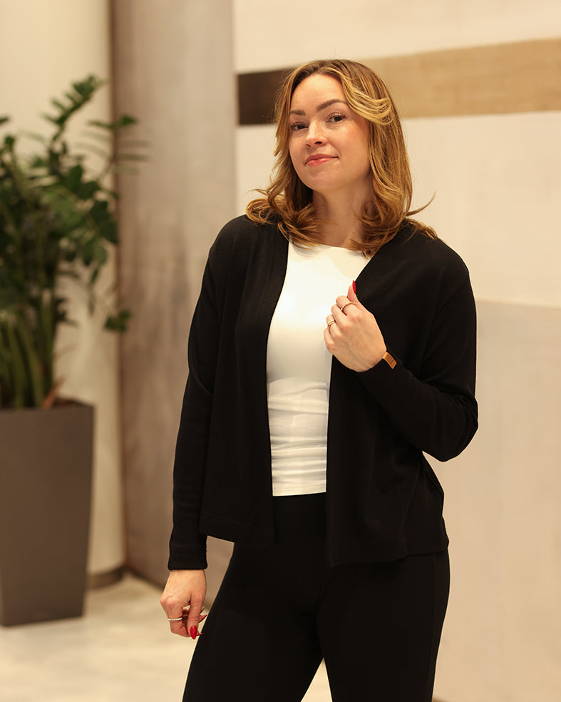 LEMPI - MERINO CARDIGAN, DARK GRAY